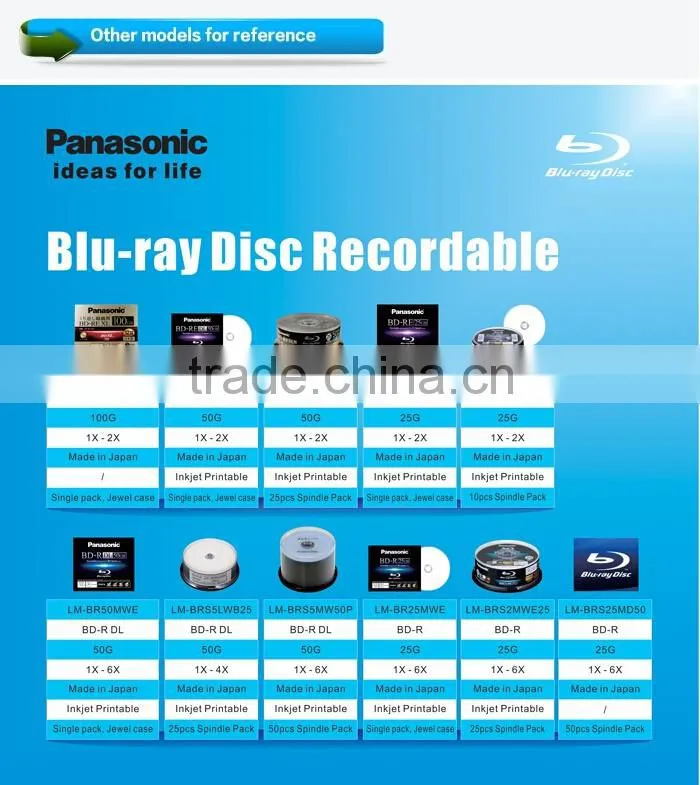 Panasonic 50GB Blu ray Double Layer Recordable Disc BD-R DL, model:LM-BR50MWE