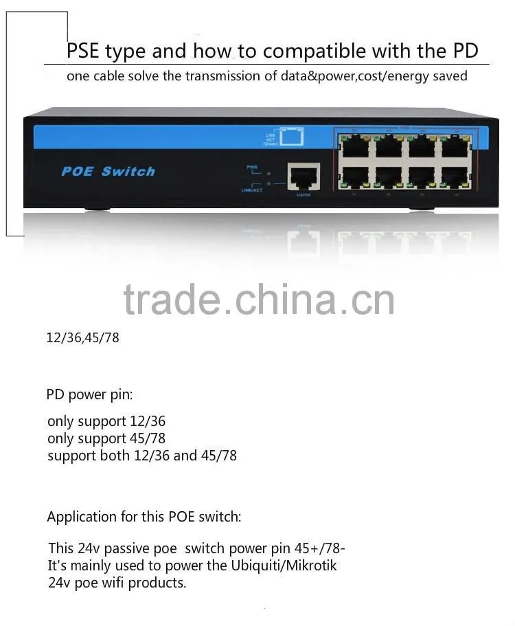 OEM 9 port passive Vlan POE Network Switch