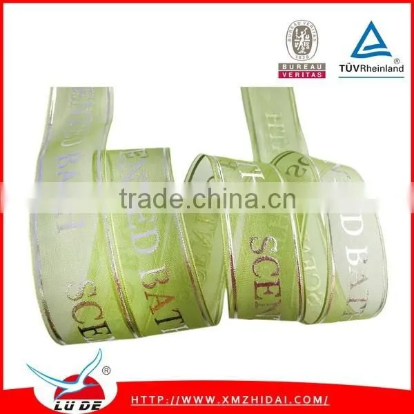New design gold foil printed organza ribbon
