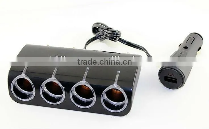 12V/24V 4 way sockets with USB and switch