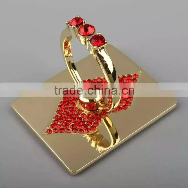 Hot sale mobile phone metal stand holder finger ring holder, diamonds heart shape