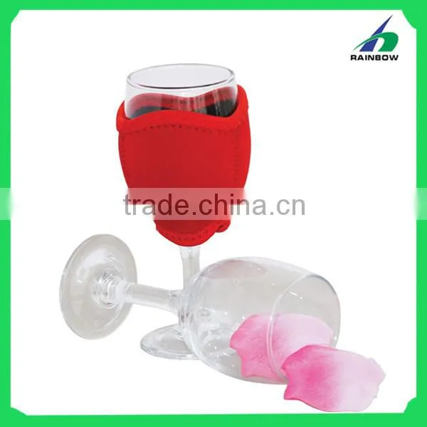 Decorative neoprene wine glass cooler