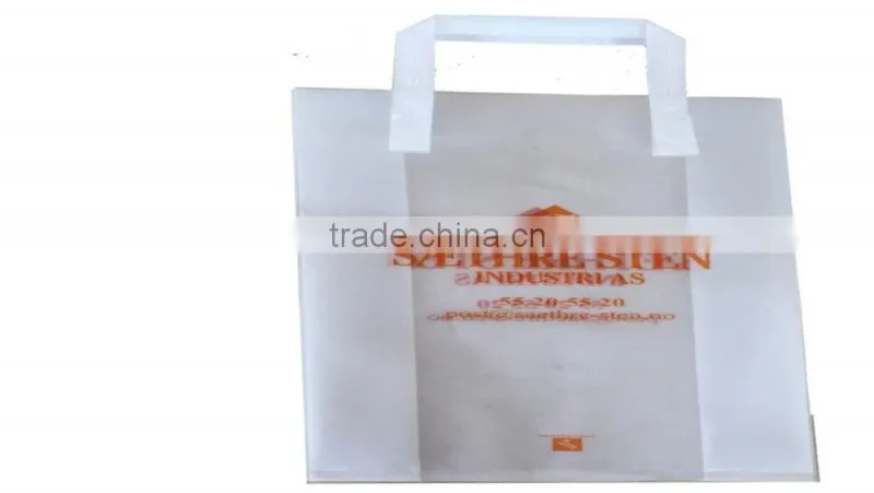 soft loop handle bag with logo printing, plastic bag supplier