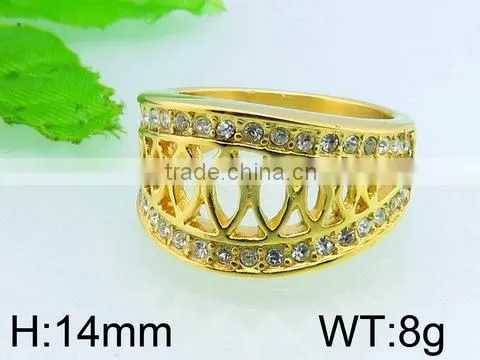 beautiful high quality rings Jewelry Strings golden plated stainless steel ring