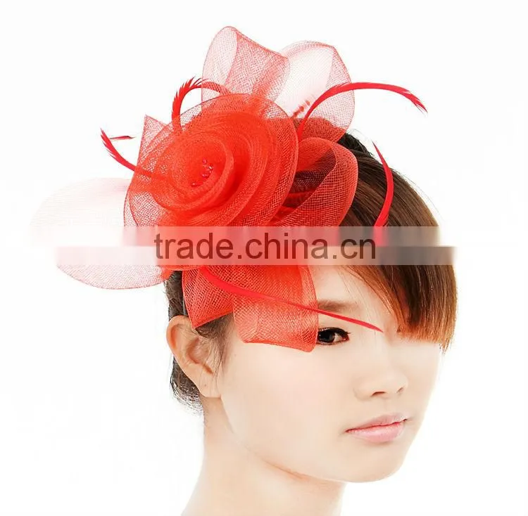 MYLOVE red sinamay fascinators black headband for women MLSM004