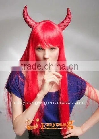 Red anime cosplay hair wig, cheap witch halloween synthetic wigs