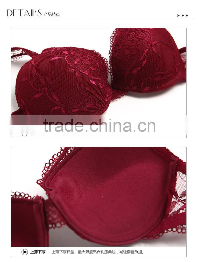 NEWEST Women A/B/C/D Cup Push Up lace Bra Set Sexy V -Neck Plunge