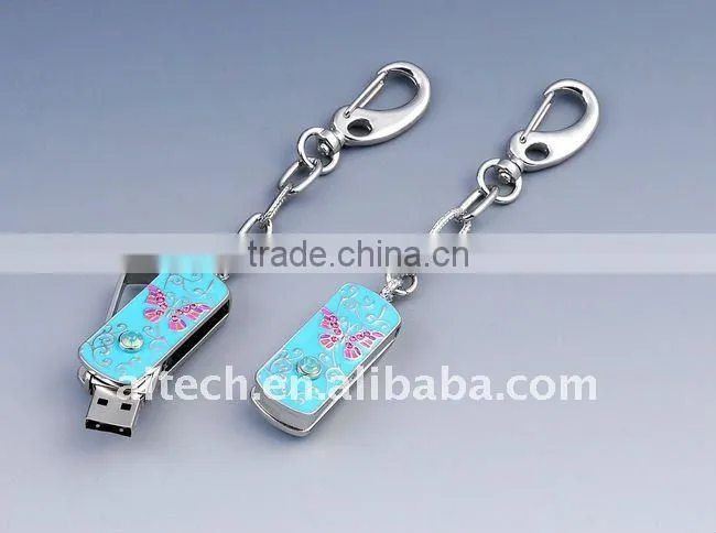 metal swivel usb 4gb , keychain usb drive laser print ,engraved metal usb