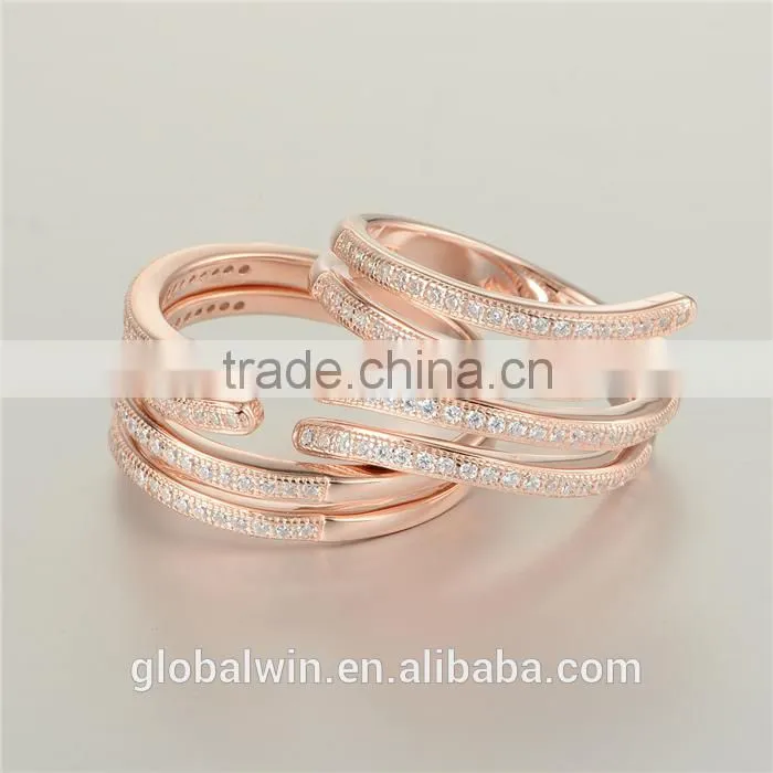 Hign Quality 925 Sterling Silver Cz Rose Gold Plated Fashion Rings Jewelry