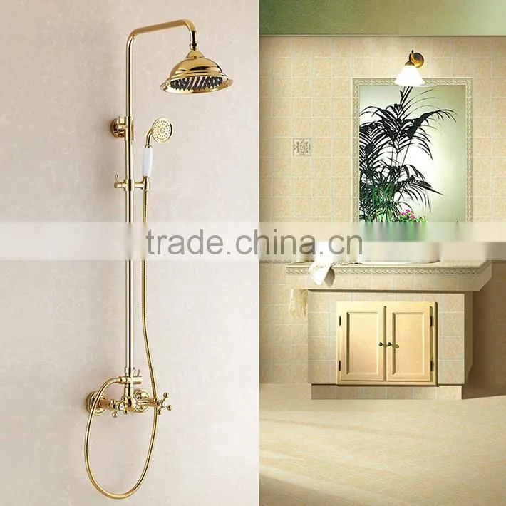 Luxury high quality brass gold finishing bathroom rain shower set