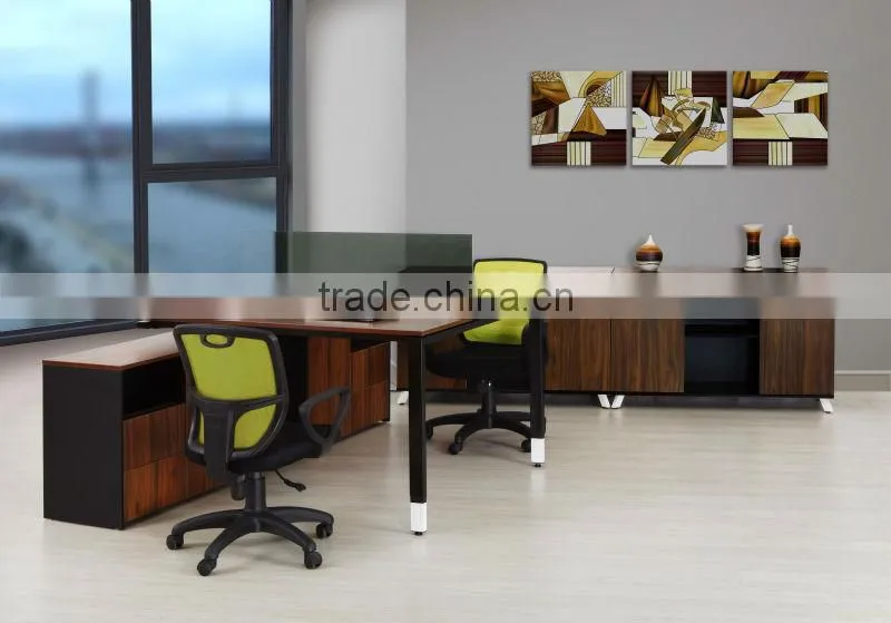 Office furniture 2-person Walnut wood office workstation - LT04A