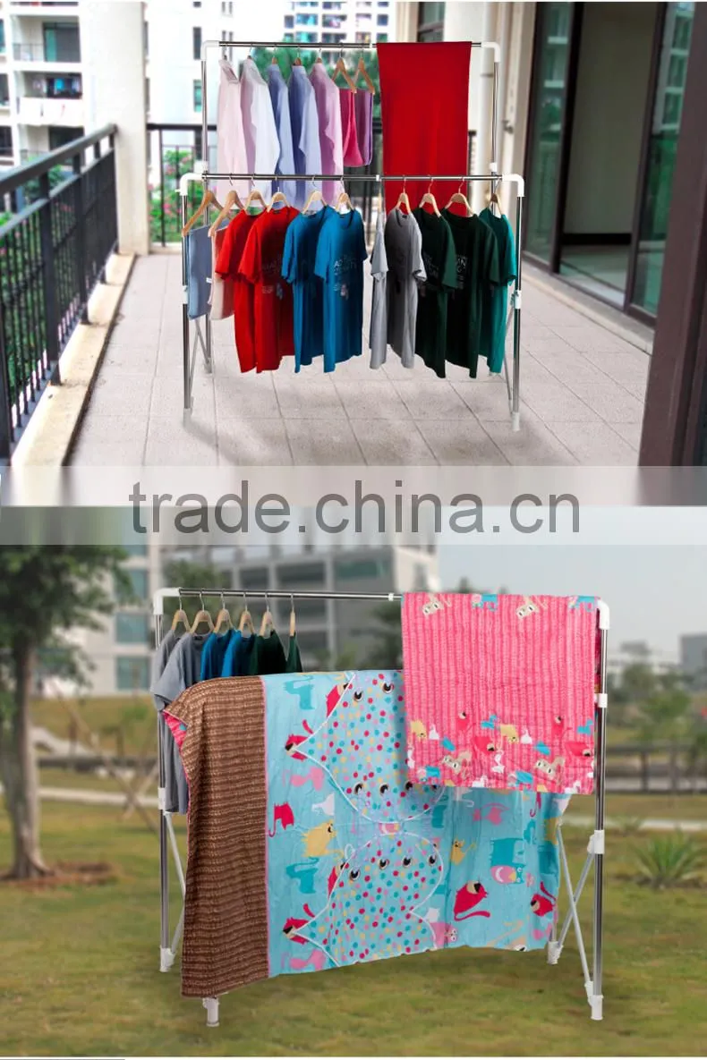 vivinature new design double pole clothes rack and blanket rack with heavy loading