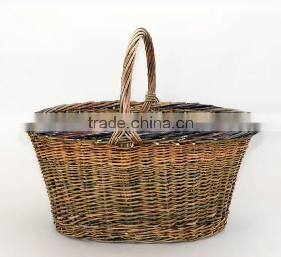 Unpeeled wicker fire basket for sale