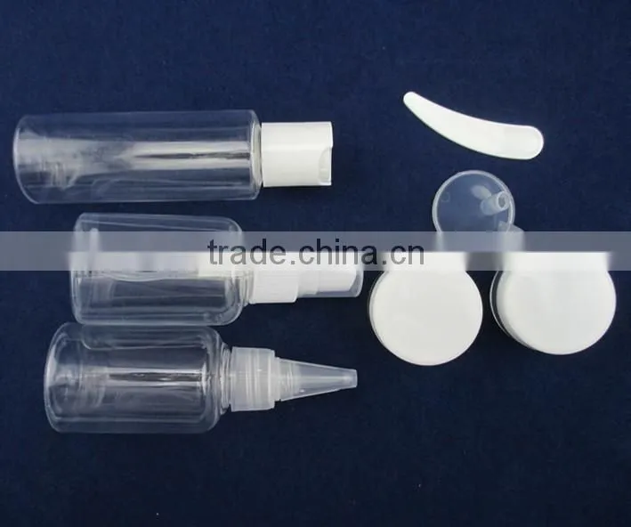plastic transparent travel bottle set for women bathroom