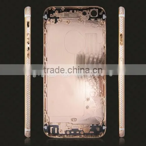 For iPhone 6/6plus 24K Gold / Rose Gold Housing diamond For Iphone6 4.7 inch/for iphone 6 rose gold housing