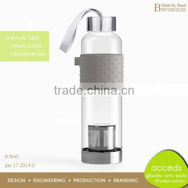 Promotion Portable Glass High Quality Silicone water Bottle