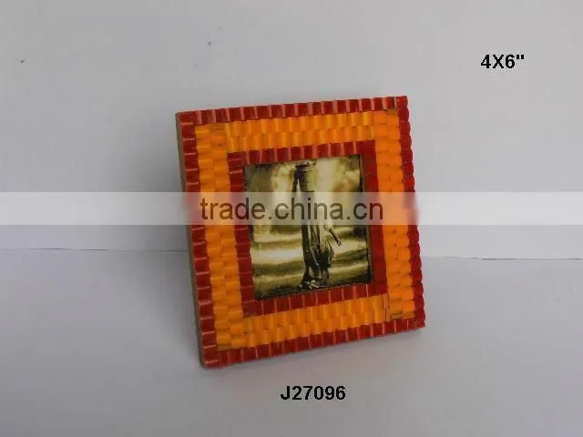 Wooden Photo frame with brass inlay repeat patterns