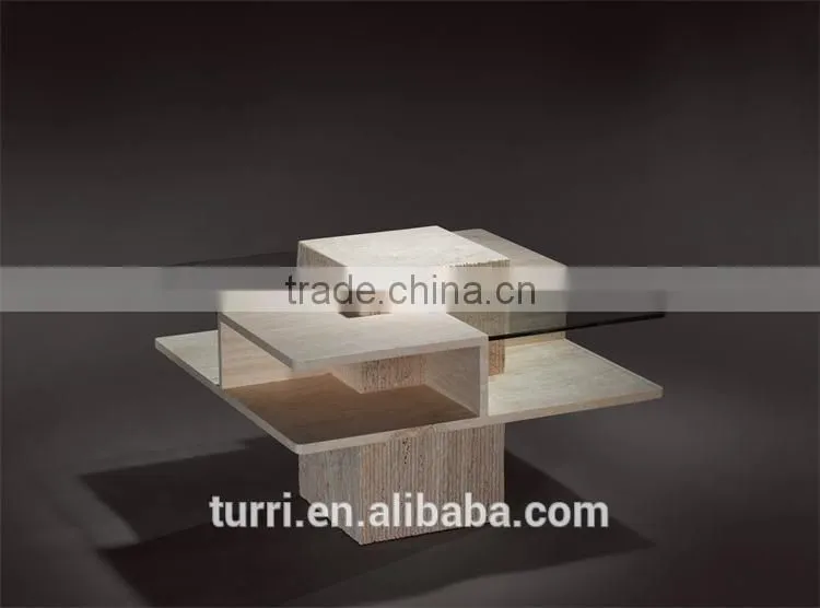 Iran travertine import with glass top coffee table