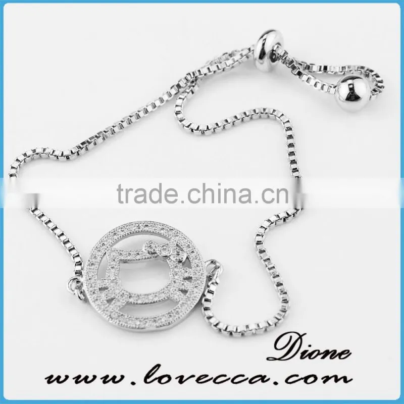 White Gold Diamond Dollar Bracelet 18K Micropave, Pave Diamonds bracelet