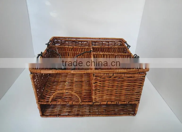 Picnic Caddy Organizer Outdoor Utensil Plate Condiment Holder Portable Basket