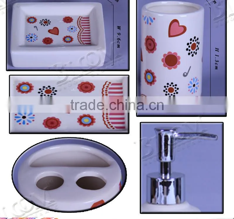 Wedding decor fashion decal design ceramic bathroom accessory set
