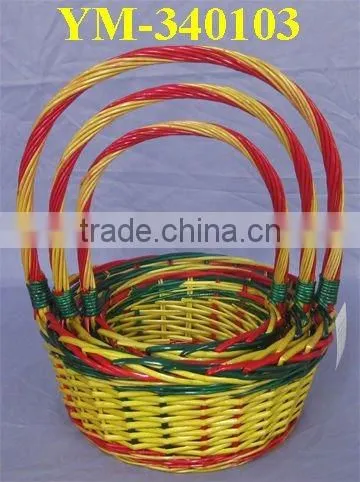 colorful willow basket in set