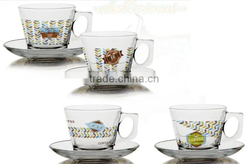 4oz 6oz 8oz Caffe Latte Espresso Cappuccino glass mug set