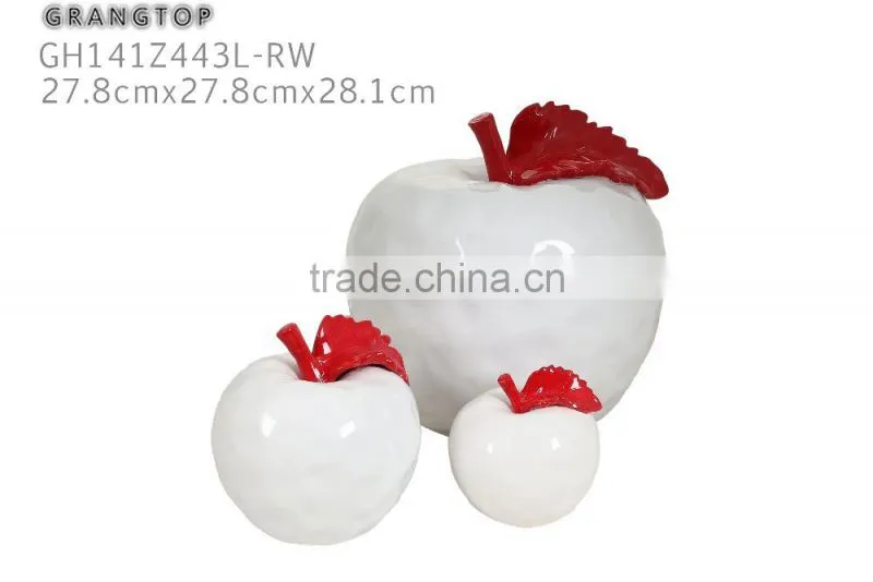 ceramic white with red apple sculpture for promotional gift
