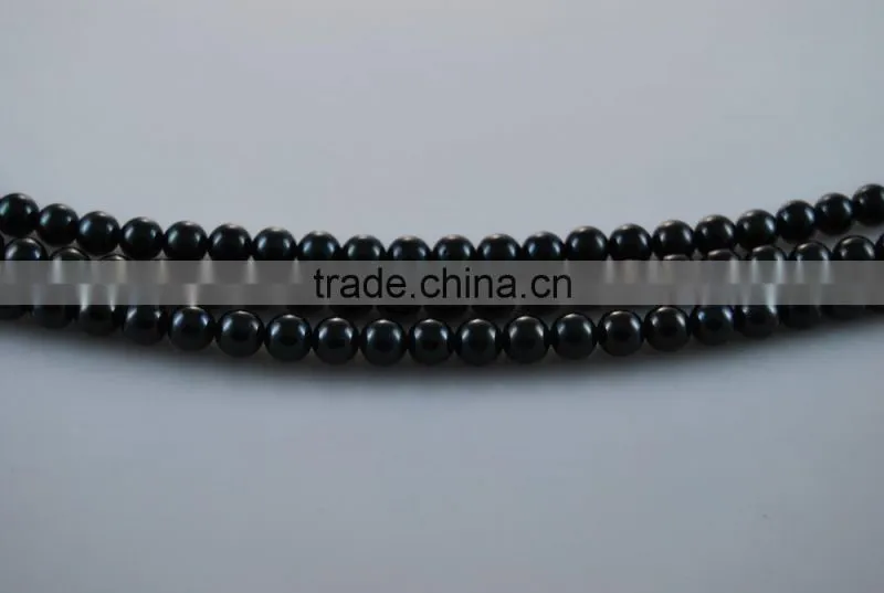 Wholesale 7-7.5mm Black Round Natural Akoya Loose Pearl Strand