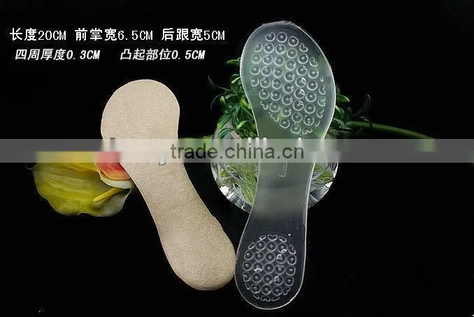 Feet Massage Gel Insoles with Arch Support /Silicone Massaging Shoe Insoles Language Option French /comfortable gel insole/