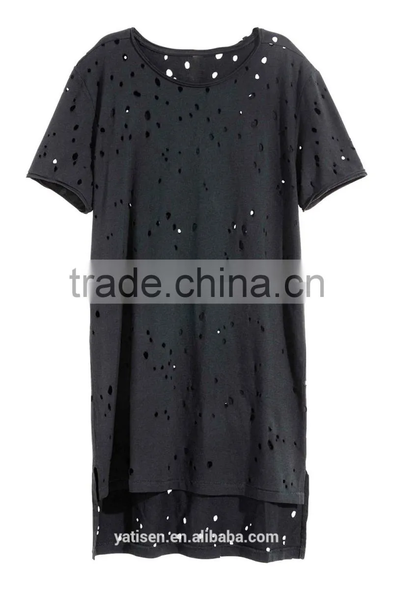 T-shirt with a hole pattern printing polyester apparel custom t shirts custom casual half sleeves