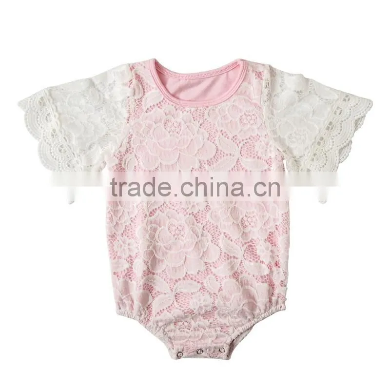 Lace romper Summer new design boutique knitted baby girl clothing romepr comfortable infant and toddler clothing
