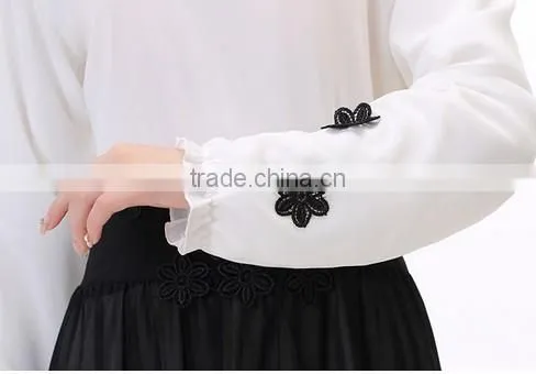 beautiful fashion lace long sleeve chiffon ladies muslim dress