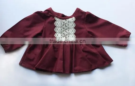 Boutique Girls Dark Red Baby T-shirt Wholesale Children's Boutique Clothing