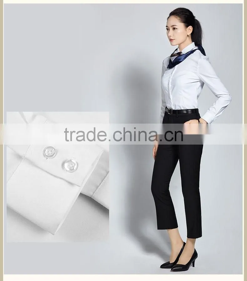 2017 Juqian new design spring women clothing office wear white cotton blouse