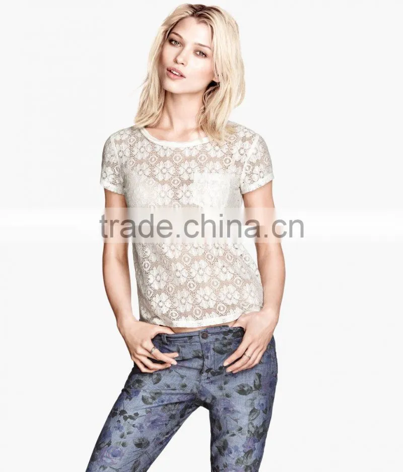 Ladies Short Sleeve Lace Top