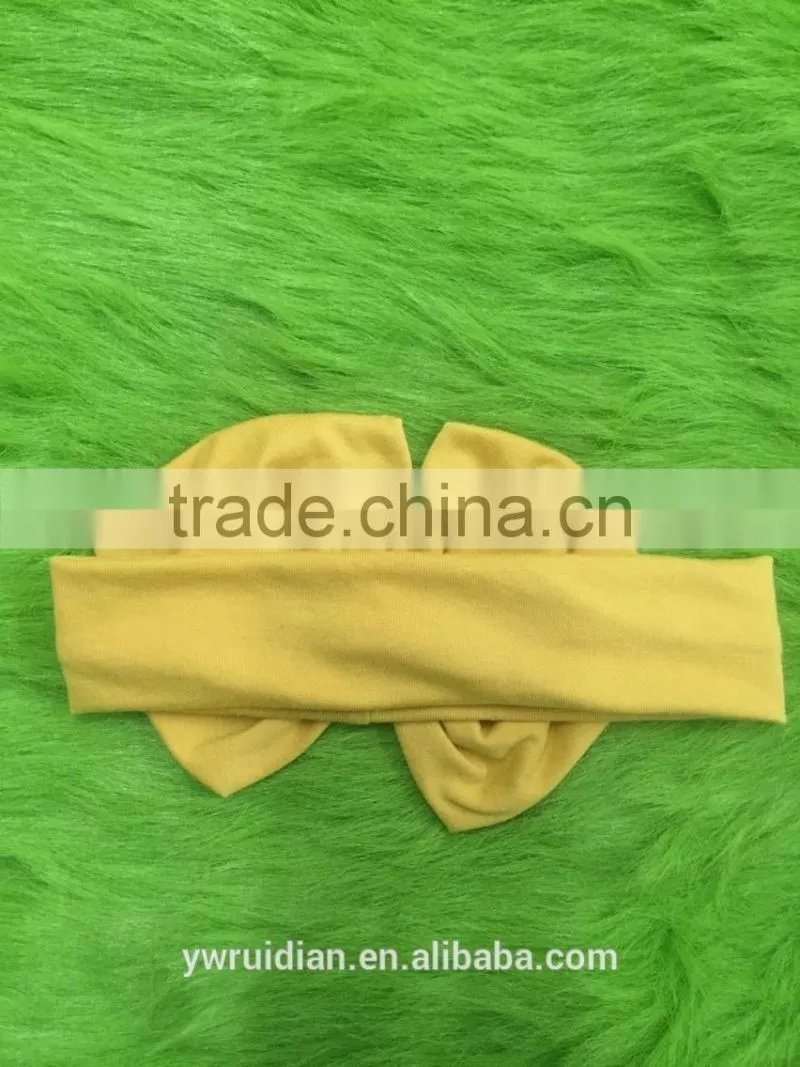 Yellow headband baby girl hot sale kids artificial bow headbands child girls fashion cotton headband