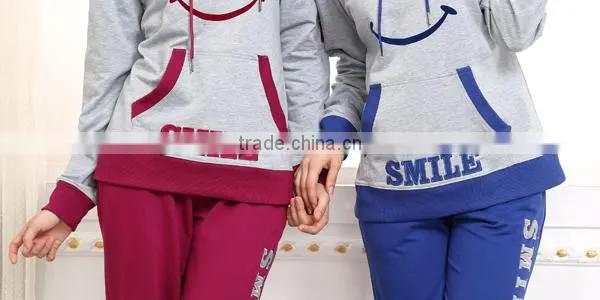 French terry active pajamas winter hoodie pajamas set for women