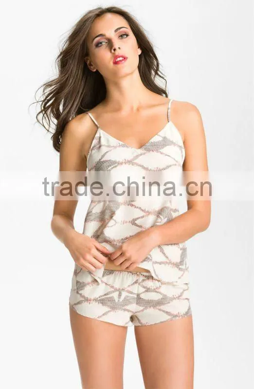 100% silk camisole and shorts pajamas
