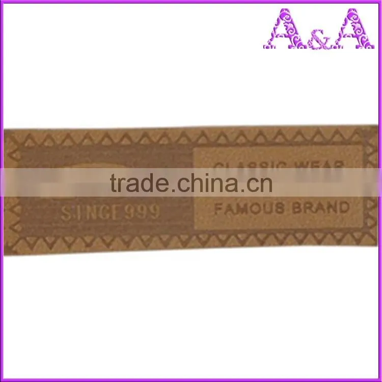 high end ink filled deboss embossed garment PU leather labels for jeans