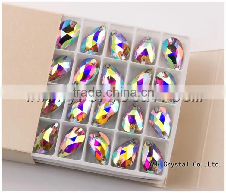Violet teardrop flat back rhinestones sew on stones