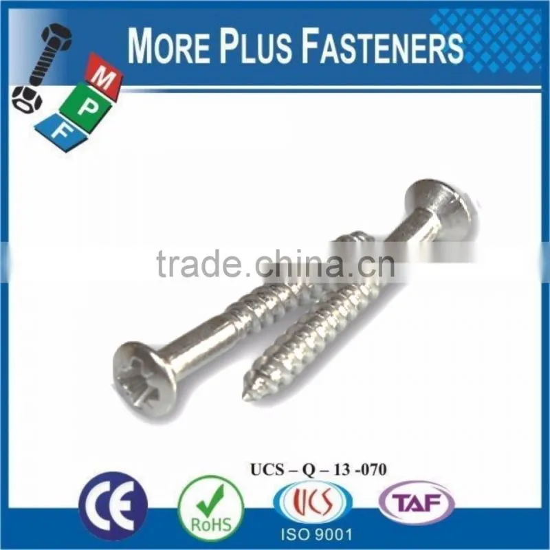Made in Taiwan Metric Pozi Stainless Steel Zinc Plated Countersunk Wood Screw
