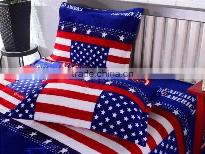 2017 NEW DESIGN FLAG FLANNEL 4PCS BEDDING SET