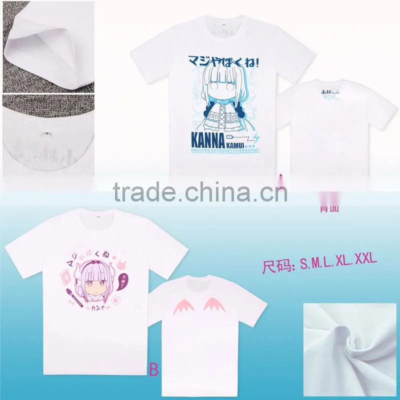 Kobayashi-san Chi no Maid White Two Cute Designs Japanese Anime T shirt For Girl