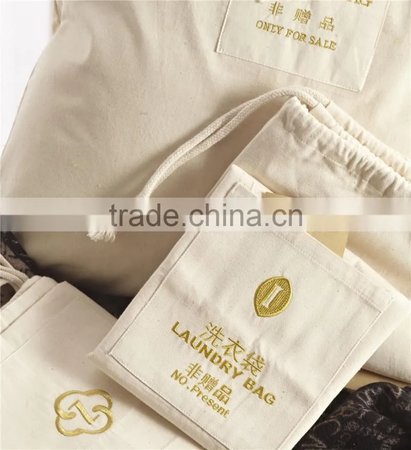 Manufactural Hot Sell Cotton Canvas Drawstring Laundry Bag for Hotel