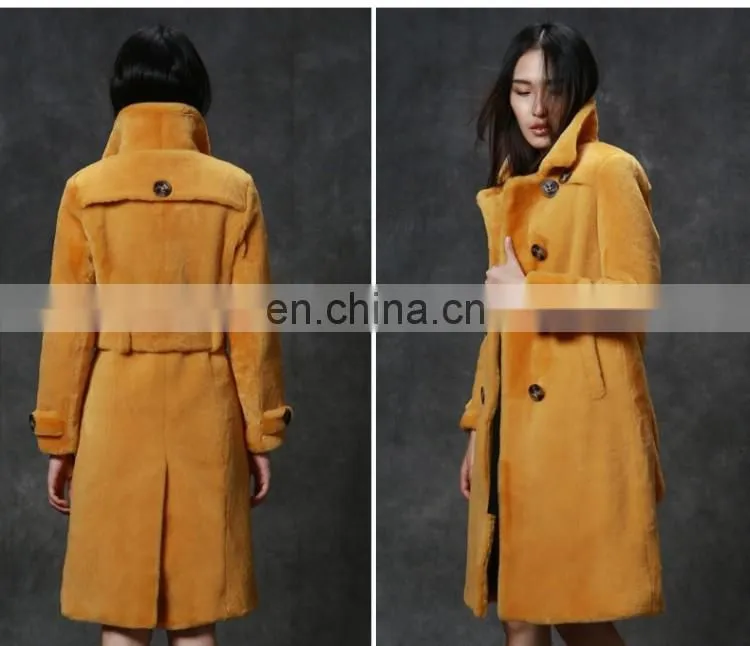 New style double breasted merino sheep shearling fur coat