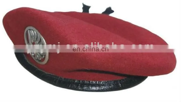 High quality uniform military red beret hats
