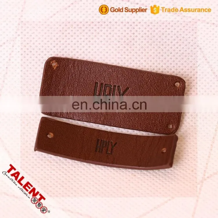 custom hot stamping brand logo decorate original leather patch for garment