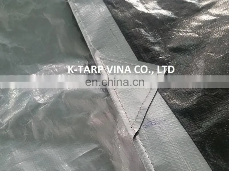 Heavy Duty Tarpaulin 195 GSM, 200 GSM, Silver/Black Color, with sewing, cooper eyelet