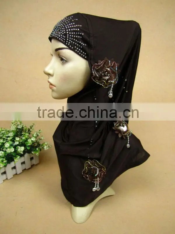 A527 newest design one piece muslim long HIJAB 4 flowers islamic hijab